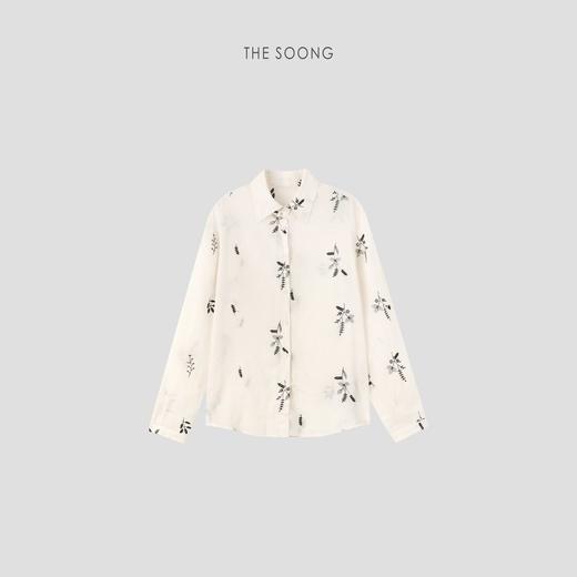 THESOONG"叶子衬衫"自然苎麻窄边工艺叶纹肌理衬衫外套HBCS6619 商品图0