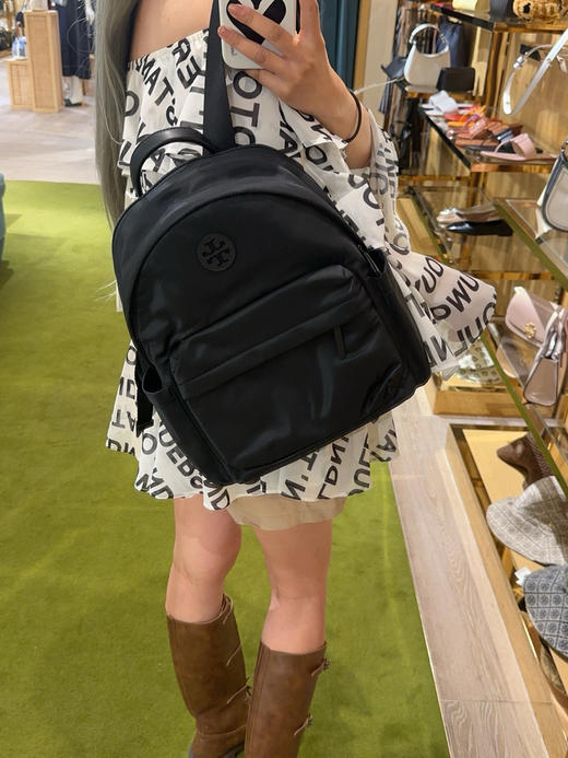 美国现货¥1199直邮！TB Tory Burch Ella 女士尼龙帆布双肩包旅行背包 黑色 商品图7