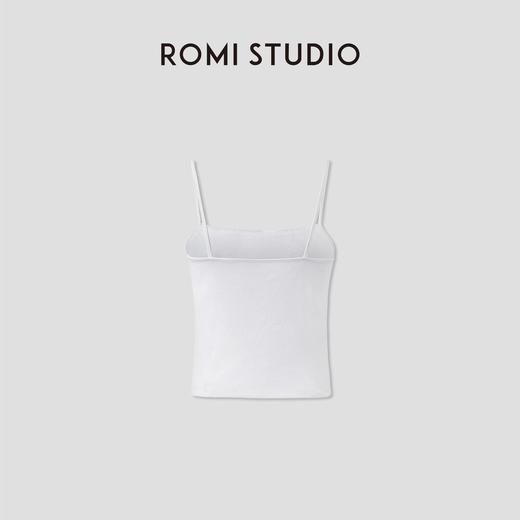ROMI STUDIO“Clean fit”白色全棉一字领花边吊带背心 RWCSST2626 商品图1