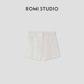 ROMI STUDIO经典老钱宽松剪裁  100%亚麻轻薄休闲短裤RWCRXG2897