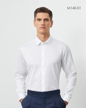 SENDI140支纱全棉成衣免烫男白色长短袖衬衫