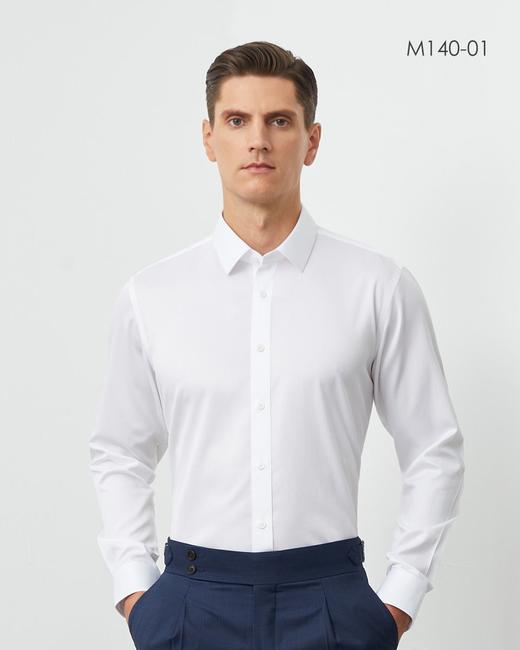 SENDI140支纱全棉成衣免烫男白色长短袖衬衫 商品图0