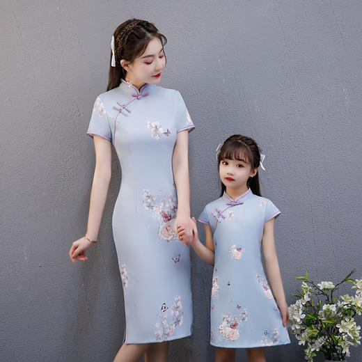 亲子装母女裙夏款四面弹复古旗袍CJS805 商品图3