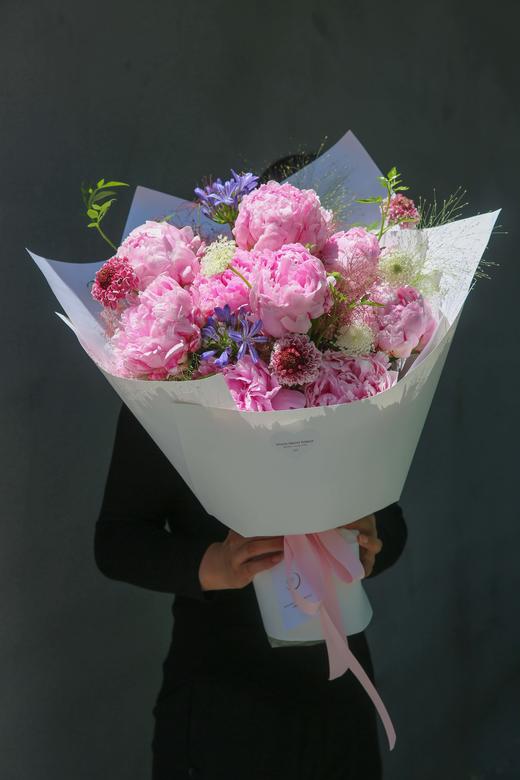 夕岚桃夭法式花园风芍药花束 商品图0