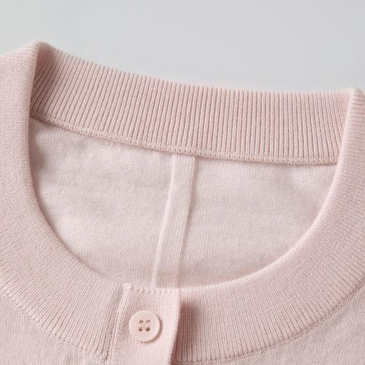 ROMI STUDIO100%可机洗绵羊毛  花纱粉色轻薄圆领开衫RWCSST2374 商品图4