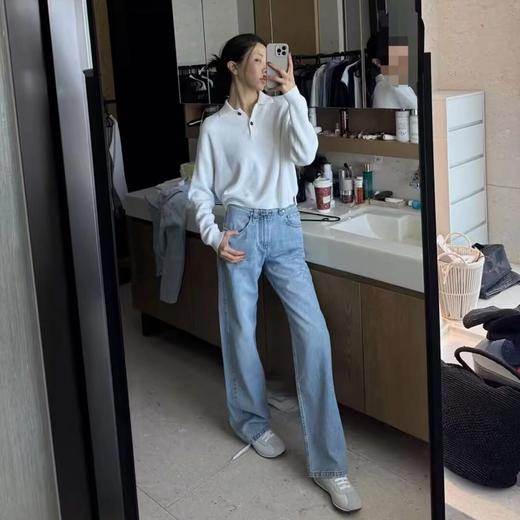 ROMI STUDIO清新优雅宽松剪裁  白色Polo领套头针织衫RWCSST2125 商品图3