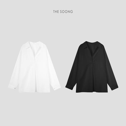THESOONG|"棉柔巾衬衫"纯棉透气微珠光感翻领衬衫上衣HWCS7153 商品图4