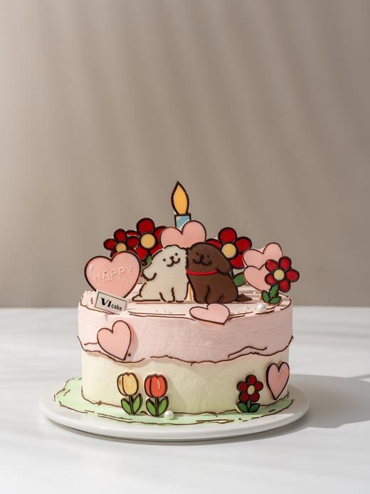 恋爱小狗漫画蛋糕 商品图3