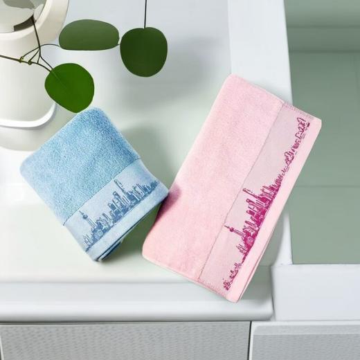 三利 春申面巾 两条装 SL2195 蓝色+粉色 商品图2