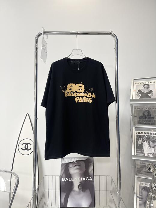 【秒杀特价】巴黎世家23春夏款泼墨涂鸦字母短袖T恤 商品图0