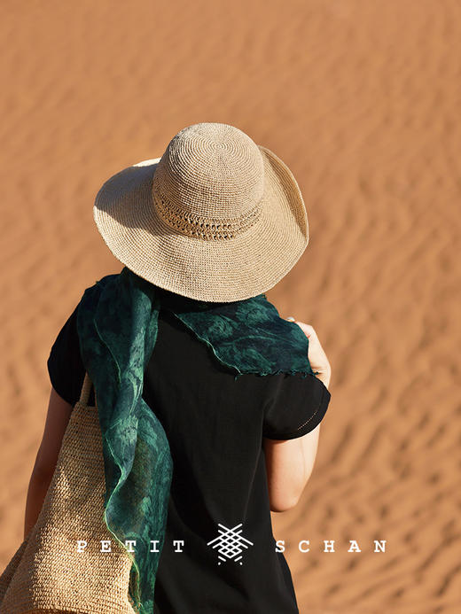 PETIT SCHAN小闪 #084 under the tuscan sun 托斯卡纳艳阳下 手工钩织纸草镂空度假感法式大檐草帽 商品图0