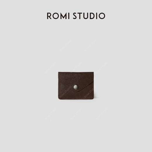 ROMI STUDIO“英伦复古”100%牛皮翻盖银扣方形便携卡包RWCLP32789 商品图0
