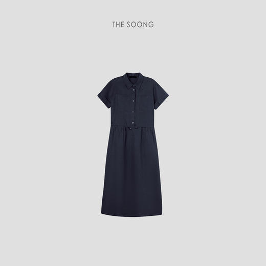 THESOONG|’衬衫裙‘纯亚麻酵洗裸感可调抽绳连衣裙HGQZ6732 商品图5