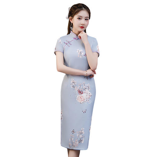 亲子装母女裙夏款四面弹复古旗袍CJS805 商品图4