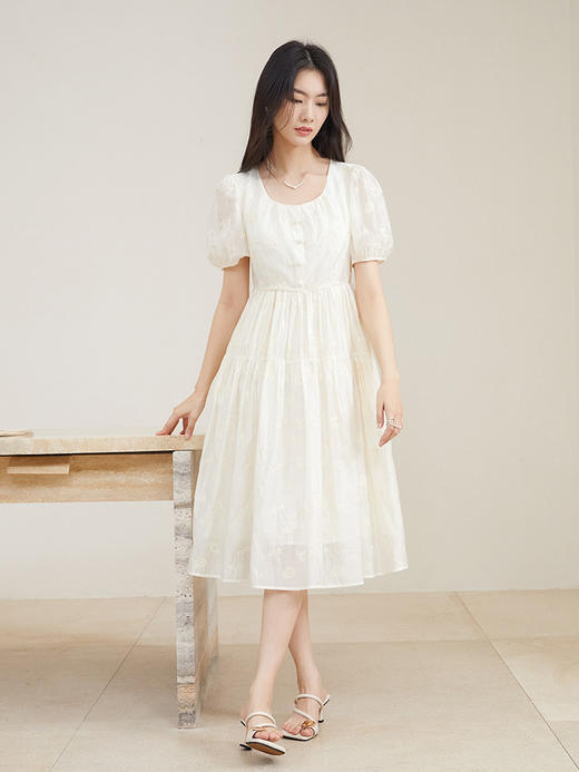 新中式重工刺绣连衣裙女2025年夏季新款超仙显瘦遮肉中长款裙子 商品图0