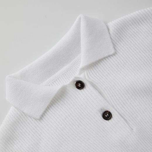 ROMI STUDIO清新优雅宽松剪裁  白色Polo领套头针织衫RWCSST2125 商品图4