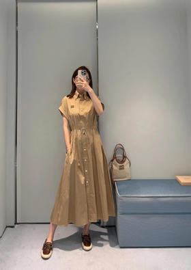 缪缪 25Ss春夏新款 知性分子学院风衬衫领连衣裙（DQJ）