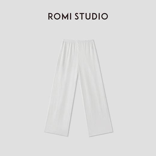ROMI STUDIO可爱居家系列 白色全棉坑条肌理直筒长裤RWCSXT1997 商品图0