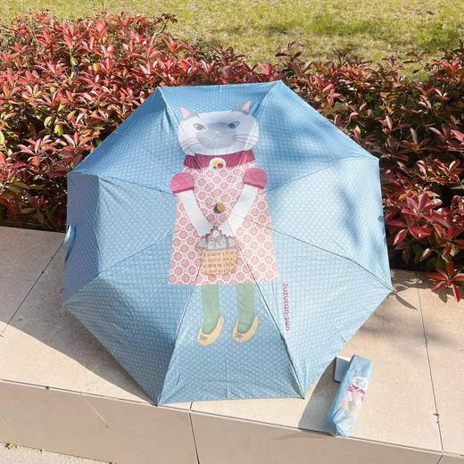 Kusuguru猫咪印花晴雨伞防晒防紫外线便携折叠伞 商品图5