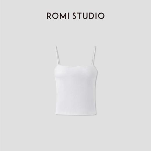 ROMI STUDIO“Clean fit”白色全棉一字领花边吊带背心 RWCSST2626 商品图0