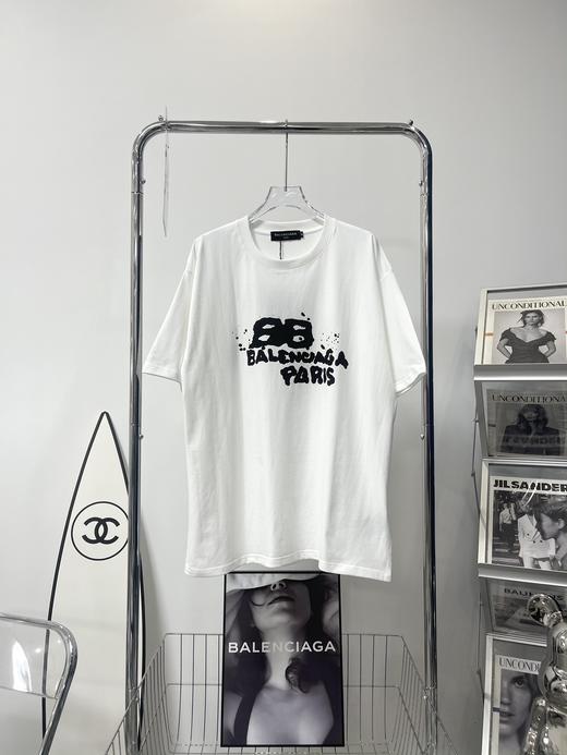 【秒杀特价】巴黎世家23春夏款泼墨涂鸦字母短袖T恤 商品图1