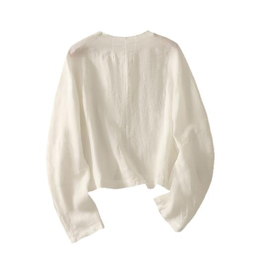 白色衬衫外套女2025夏季新款文艺长袖开衫上衣设计薄款宽松防晒衫 商品图4