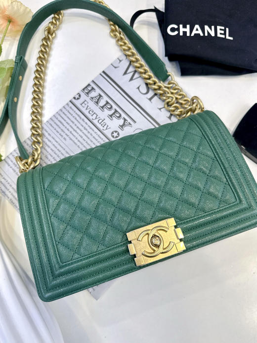 Chanel leboy 中号 绿色 荔枝牛 斜挎包 商品图0