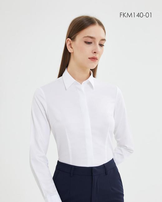 SENDI140支纱全棉成衣免烫女白色长短袖衬衫 商品图0