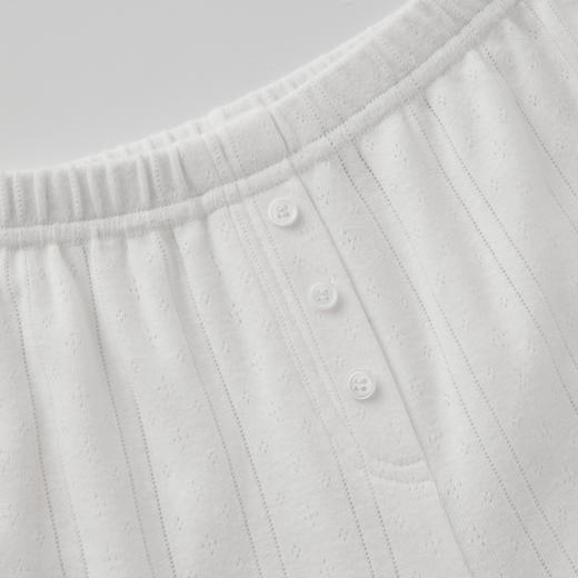 ROMI STUDIO可爱居家系列  白色全棉坑条肌理直筒长裤RWCSXT1997 商品图2