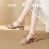 ZHR则则一字带水钻粗跟凉鞋女2025夏季新款优雅柔软显高粗跟凉鞋 商品缩略图9
