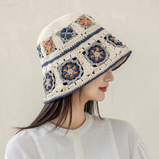 苏苏姐家岚野拼花渔夫帽手工diy钩针编织遮阳帽毛线团材料包 商品图3