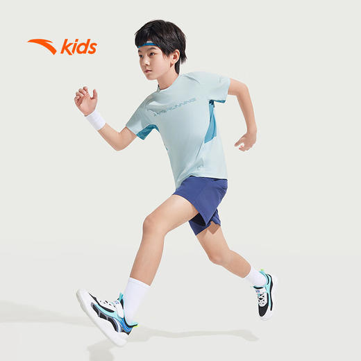 安踏儿童男大童短袖T恤衫2025夏透气舒适速干疾飞运动短T352525117 商品图2