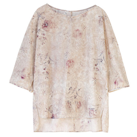 牧衣游原创 印花100支新疆棉套头衫新款圆领轻薄七分袖上衣 通禅 商品图4