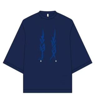 盛唐婧×女书|凤凰泪珠T恤-蓝色 商品图0