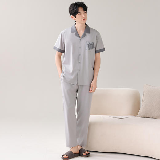 I'd爱帝情侣款棉弹力翻领短袖长裤家居服套装 商品图5