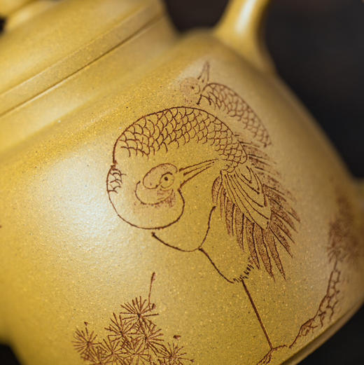 【青山特惠】宜兴 原矿黄金段泥 明执手工紫砂壶.160cc.杨晓燕. 乐之刻绘 商品图4