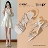ZHR水钻蝴蝶结凉鞋银色粗跟凉鞋2025夏新款一字带高跟鞋中跟女鞋 商品缩略图2