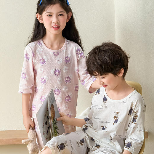 【买一送一！到手两套】可优鼠8色呼吸纯棉家居服 A类品质 纯棉面料柔软细腻透气好 全无骨缝合工艺 舒适无异感 多种可爱萌图案可选 商品图3