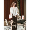 OLrain欧芮儿V领法式白色小上衣女夏季2025新款泡泡袖宽松套头衫 商品缩略图4
