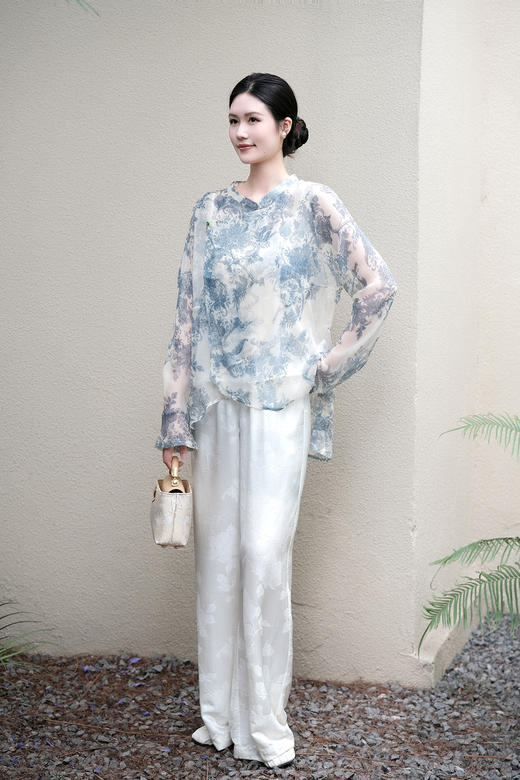 盛唐牡丹| 真丝雪纺不规则上衣 商品图6