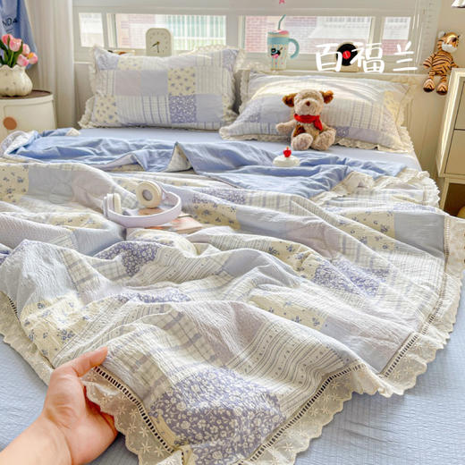 福利款 !有氧木棉皱皱泡泡纱夏被四件套 夏被+床单+枕套全搞定 非全棉 可水洗机洗 商品图7