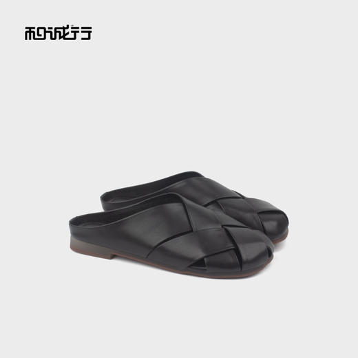 和诚行 2025夏季新款时尚百搭包头半拖鞋女罗马编织穆勒鞋1930100 商品图4