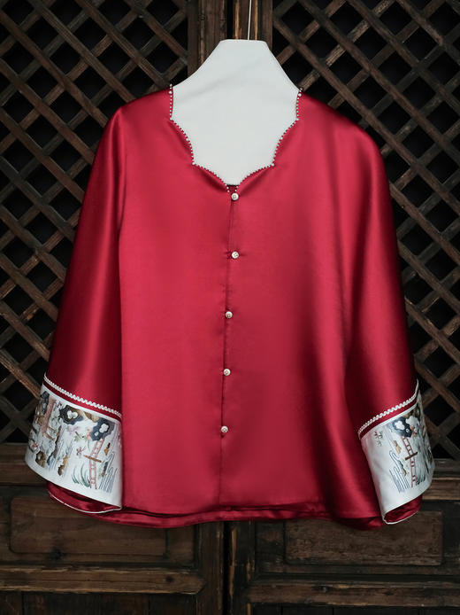 盛唐牡丹大师系列| 重工刺绣西厢丝毛外套-红色 商品图0