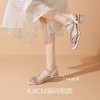 ZHR水钻蝴蝶结凉鞋银色粗跟凉鞋2025夏新款一字带高跟鞋中跟女鞋 商品缩略图6