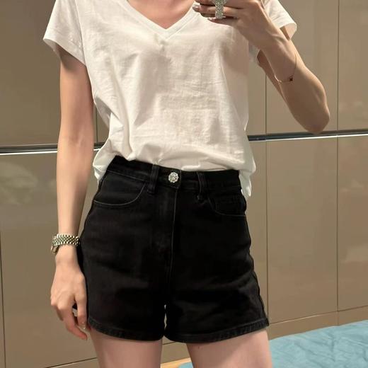 小马标!二色!V领!2025夏季短袖上衣休闲显瘦百搭女新款! 商品图0