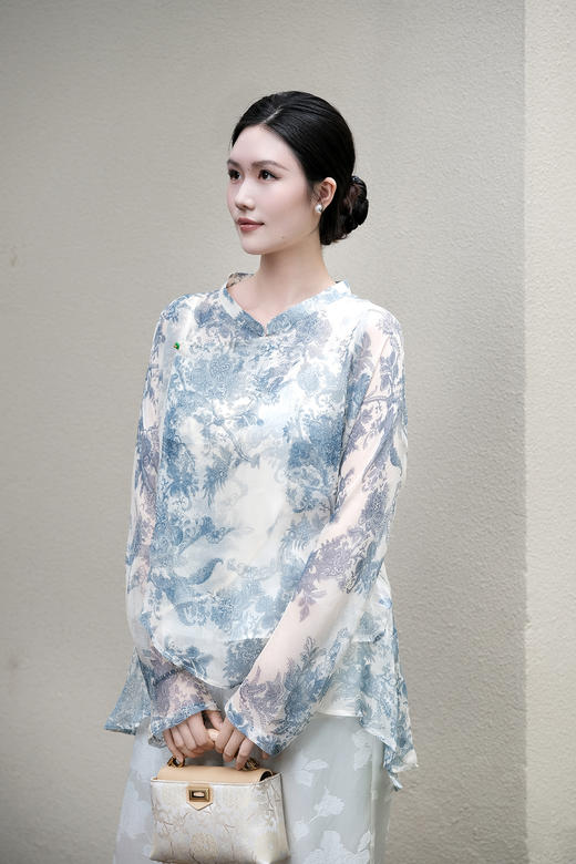 盛唐牡丹| 真丝雪纺不规则上衣 商品图1