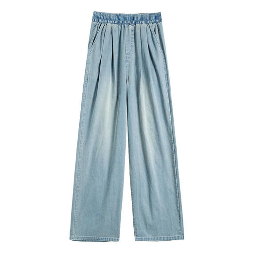 「复古天丝牛仔裤」女2025新款夏季山本裤 高腰垂感直筒宽松复古阔腿裤下装 商品图4