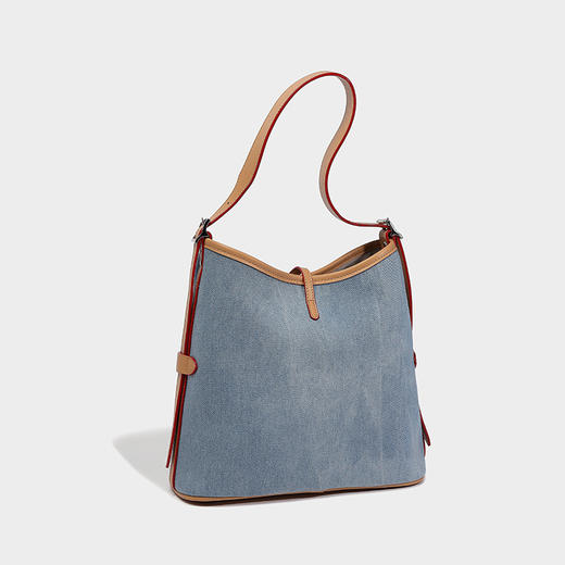 【预售3天】2025新款原创慵懒风牛仔拼接托特包大容量通勤单肩手提包YJ8185 商品图3