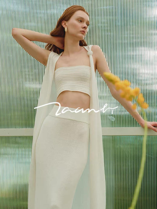 ZAANLI｜ZNSS25006 人造丝肌理针织抹胸 [ 白 ] 商品图5