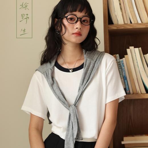 梌野生亚麻天丝撞色T恤｜舒适透气，简约好搭配 商品图0
